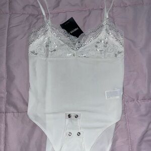 Forever 21 White Lace Bodysuit with Tag